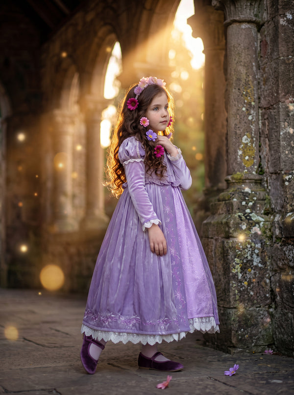 Lavender Blooms Girls Princess Dress
