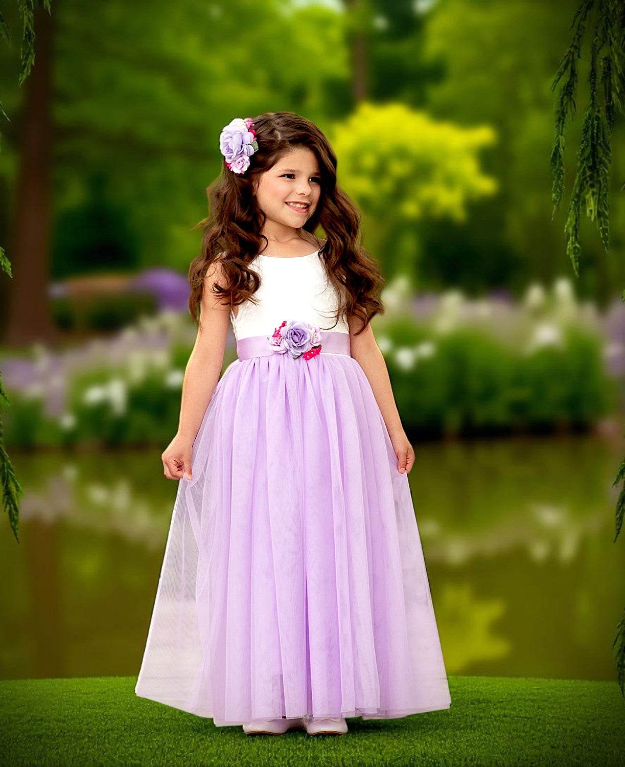 Lavender Princess Fairytale Flower Girl Dress Romantic Wedding Theme