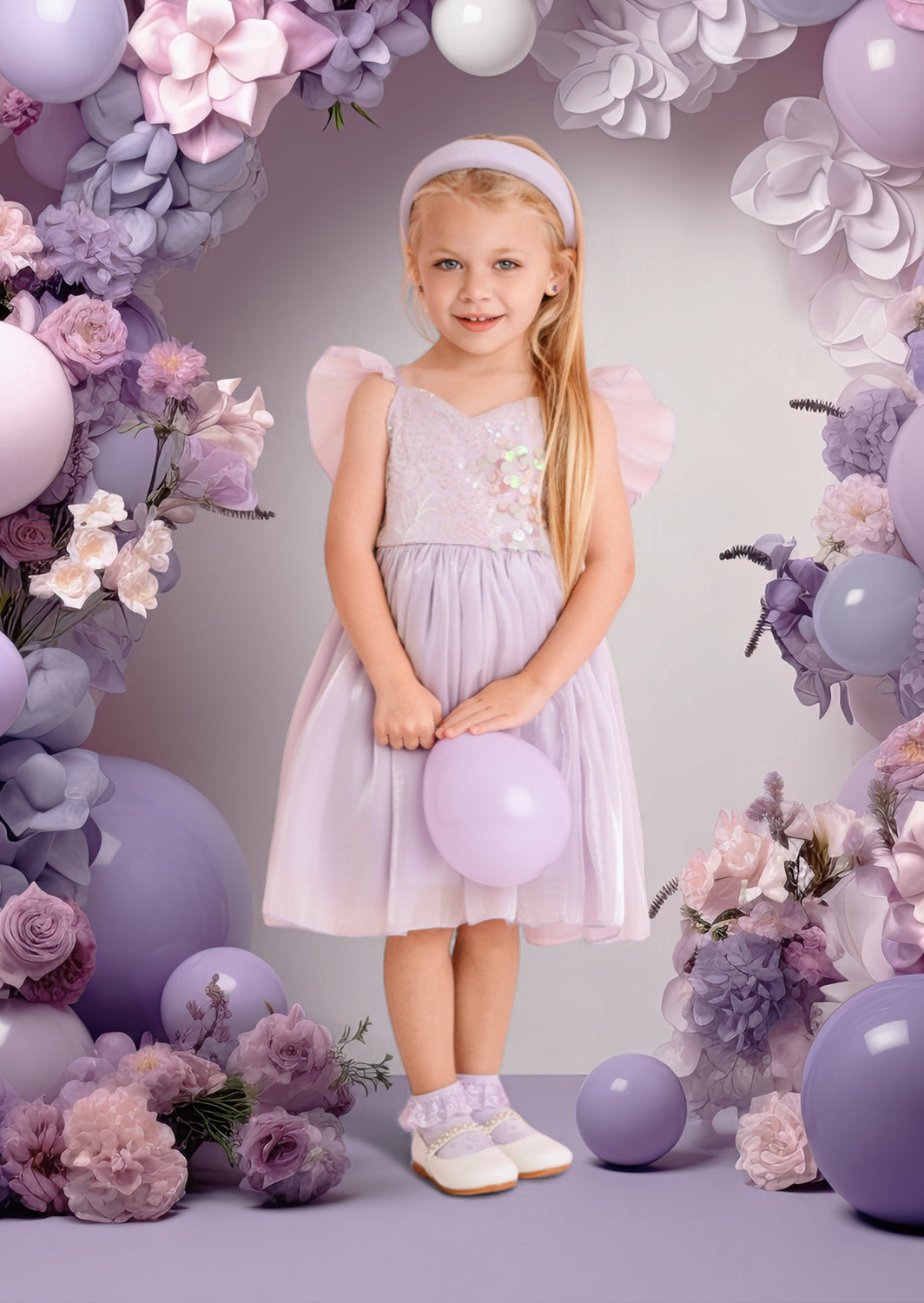 Starlight Sparkle Party Dress in Lavender Sequin
