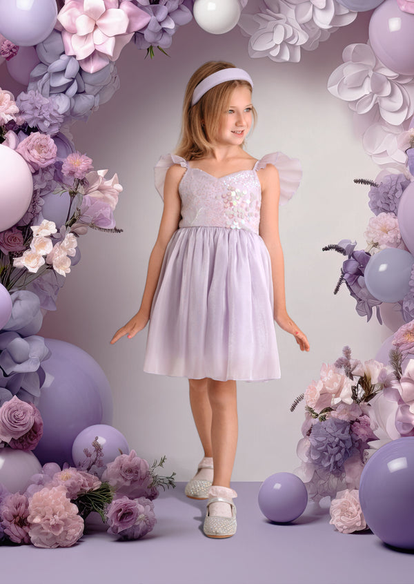 Starlight Sparkle Party Dress in Lavender Sequin