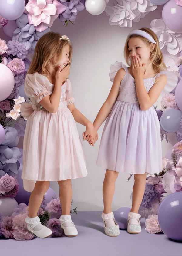 Starlight Sparkle Party Dress in Lavender Sequin