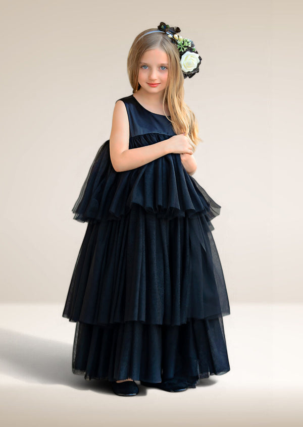 black layered flower girl dresses for toddlers