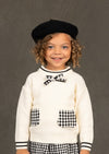 Toddler Girl Sweater and Skirt Set in Black Check