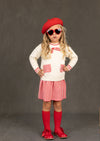 Toddler Girl Sweater and Skirt Set in red Check