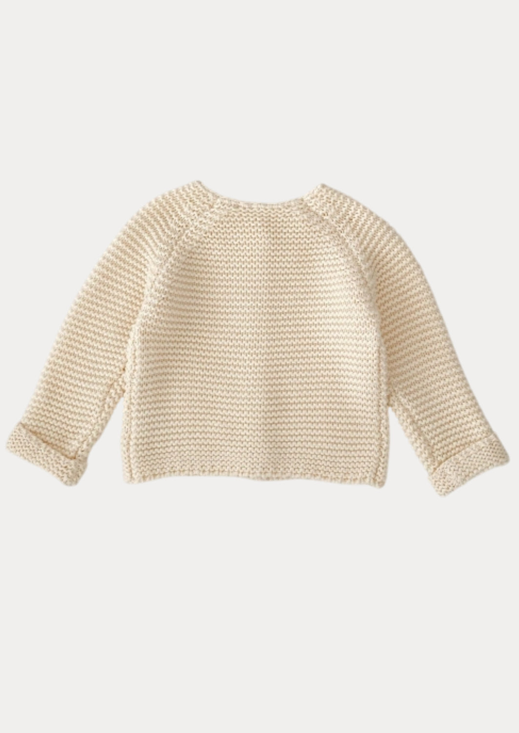 Leaf Design Hand Knit Cardigan in Beige