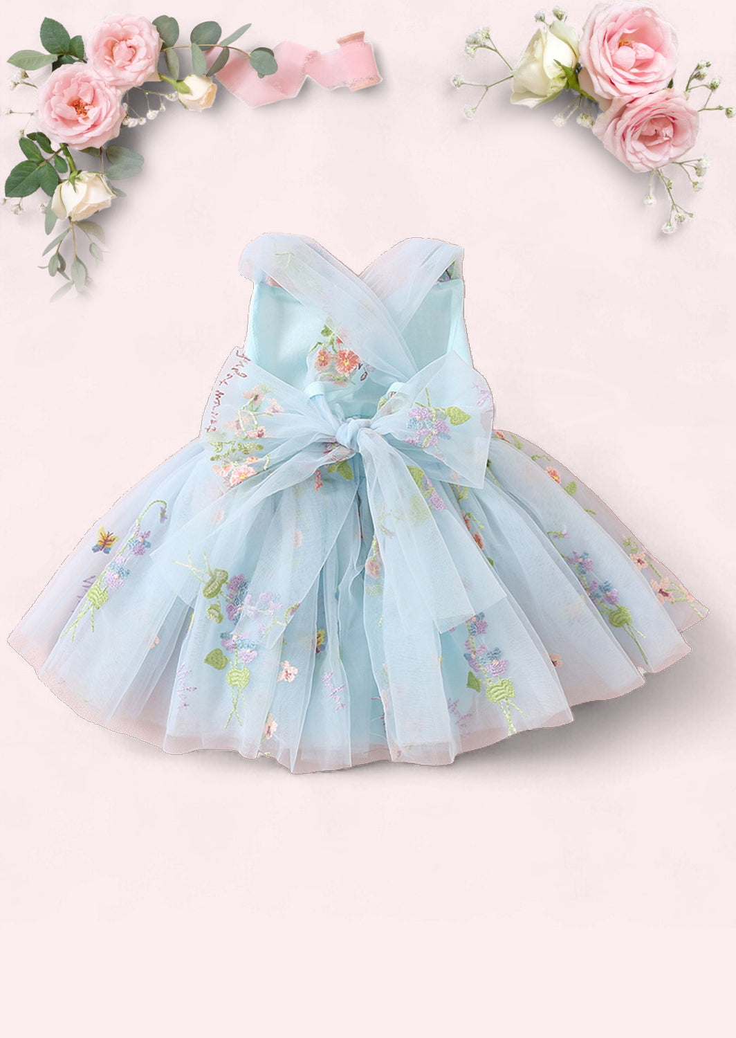 Baby Blue Tie Back Cake Smash 1st Birthday Baby Romper Girl