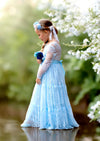 Blue lace pretty flower girl dresses for toddlers and juniors