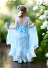 luxury lace flower girl dresses in blue for toddlers