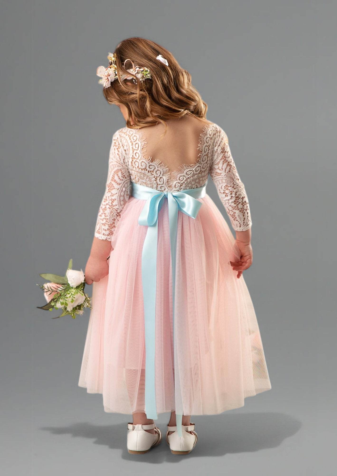 Light Pink Tulle Dress with Sleeves