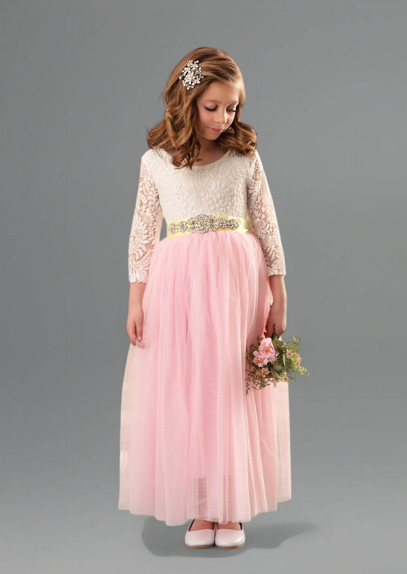 Pink Full Length Tulle dress