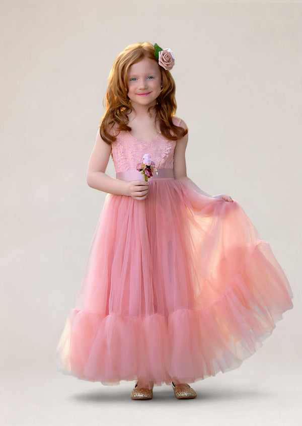 Coral Boho Flower Girl Dresses for toddlers