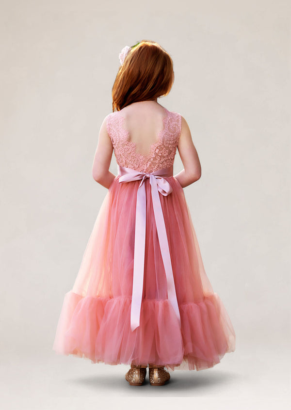 Coral flower girl dress