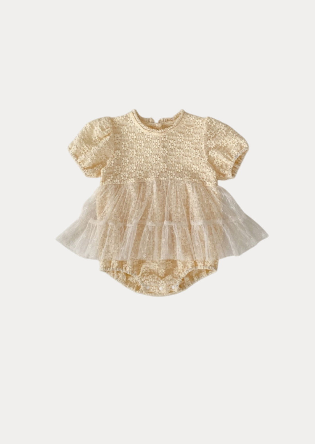 Liliane Petal Lace Romper in Cream