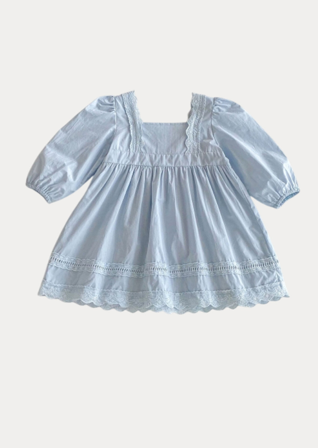 Lily Long Sleeve Cotton Dress in Blue