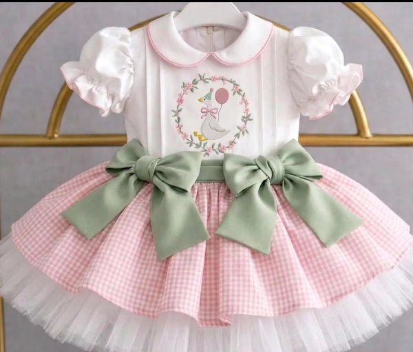 Gingham Goose Girls Cotton Party Dress | Cake Smash Outfit Girl