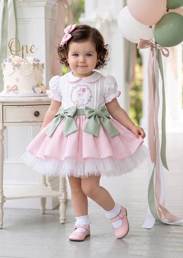 Gingham Goose Girls Cotton Party Dress | Cake Smash Outfit Girl