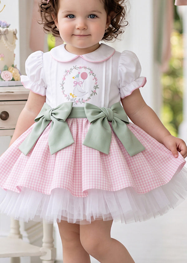 Gingham Goose Girls Cotton Party Dress | Cake Smash Outfit Girl