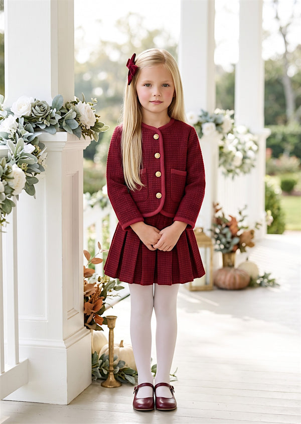 Red Rouge Elegance Plaid Skirt Set | Girls Fall Clothes & Outfits