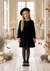 Little Miss Lovely Velvet Dress in Black | Girls Little Black Dress