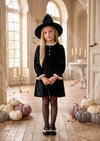 Little Miss Lovely Velvet Dress in Black | Girls Little Black Dress