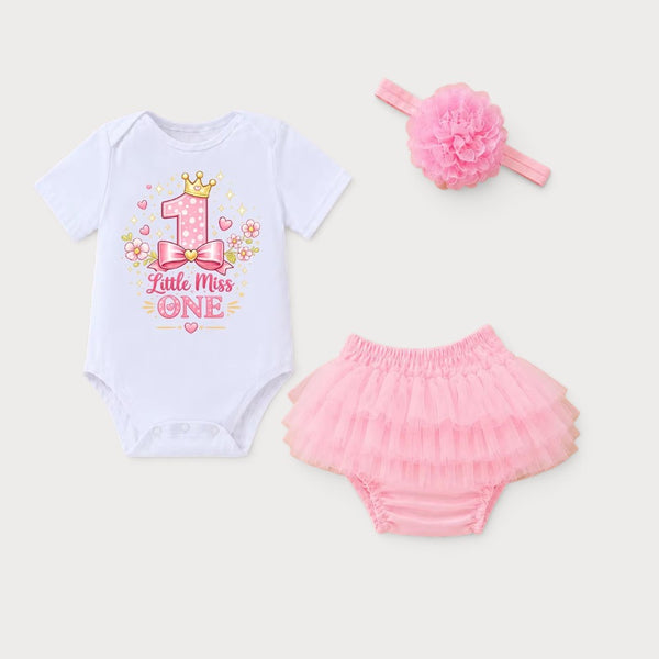 Little Miss One Onesie & Bloomer Birthday Outfit Pink