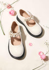 Little Miss Pearls Mary Jane Flats in White | Little Girls Dress Shoes