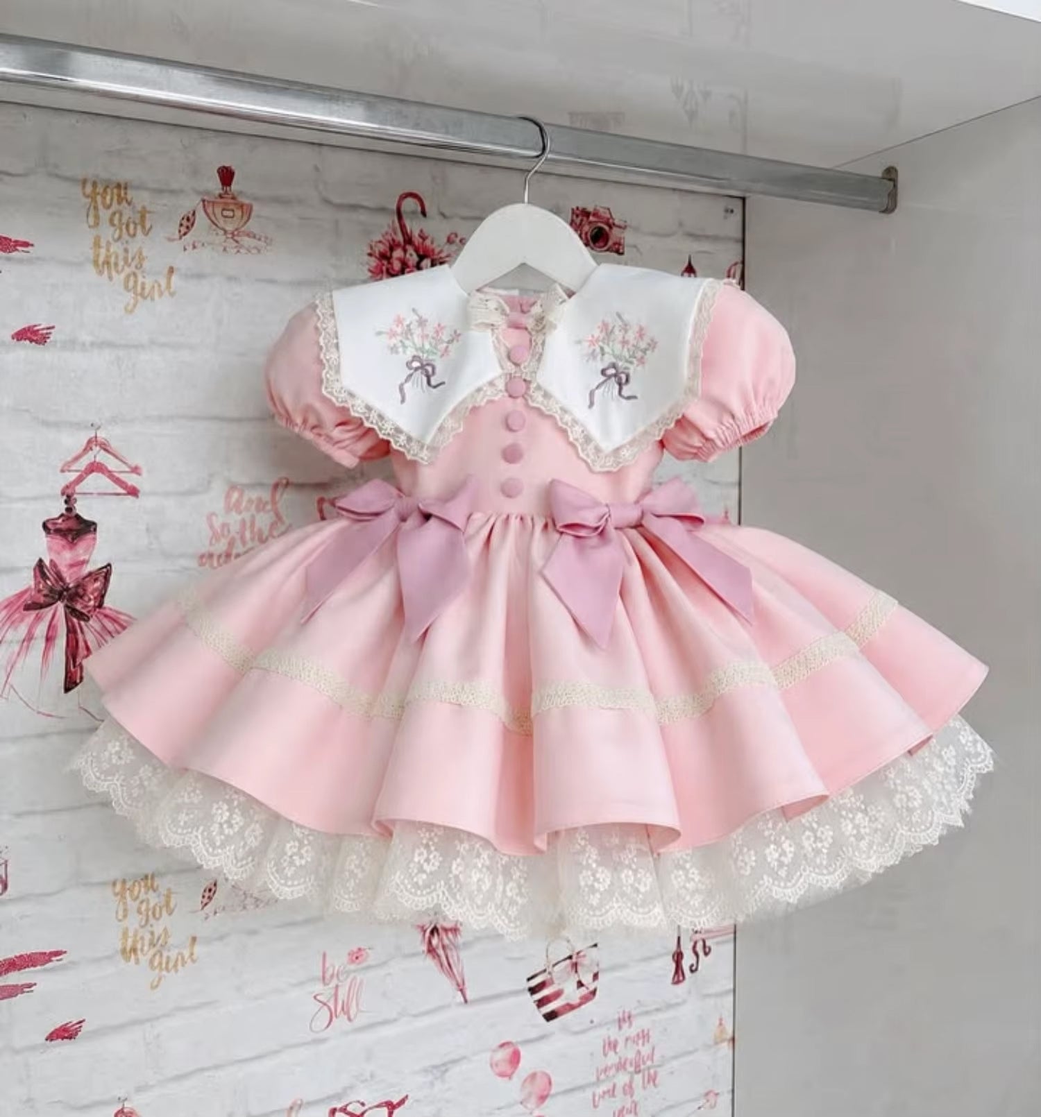 Princess Garden Girls Embroidered Cotton Party Dress