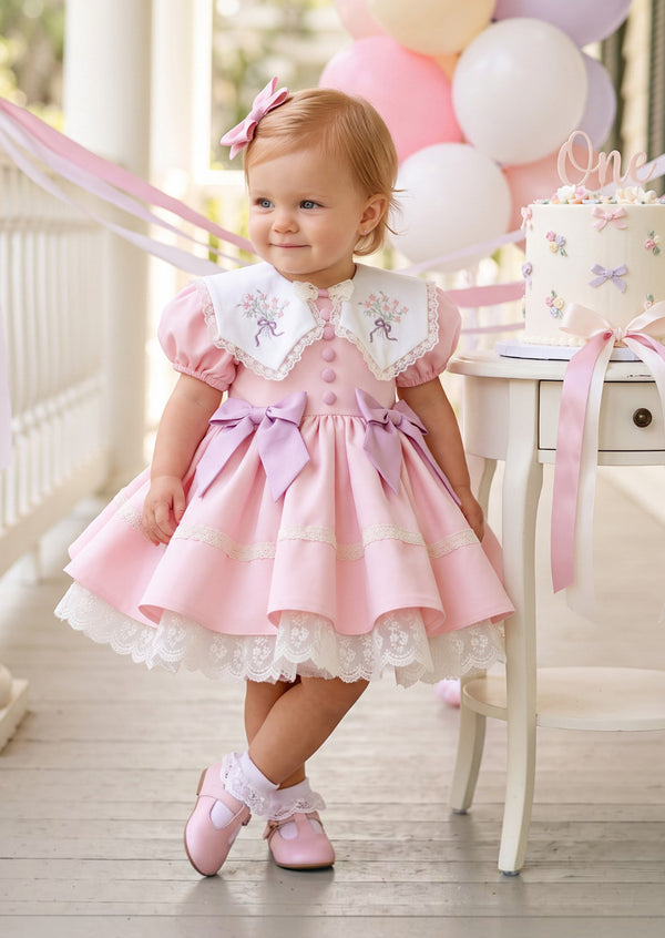 Princess Garden Girls Embroidered Cotton Party Dress