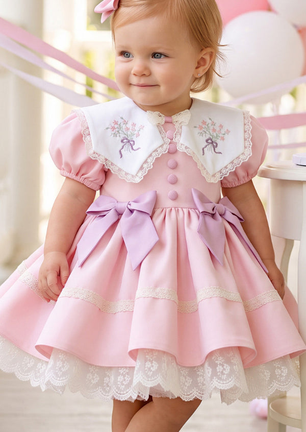 Princess Garden Girls Embroidered Cotton Party Dress