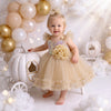 toddler Champagne Sequin Tutu Party Dress | cake smash dress for baby girl