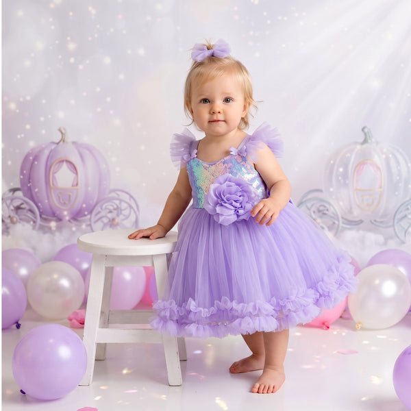 Little Princess Sequin Tutu Party Dress in lavender | cake smash dress for baby girl