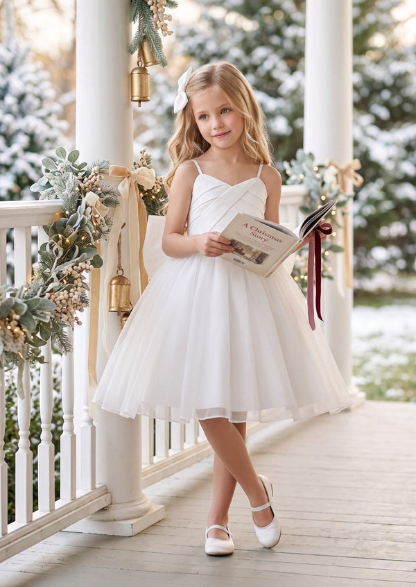 Little Swan Girls Dress in White