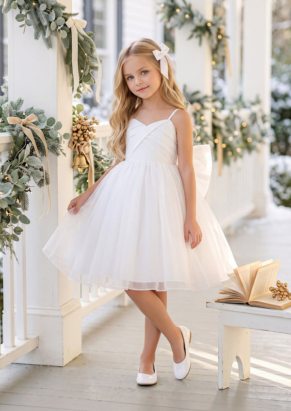 Little Swan Girls Dress in White