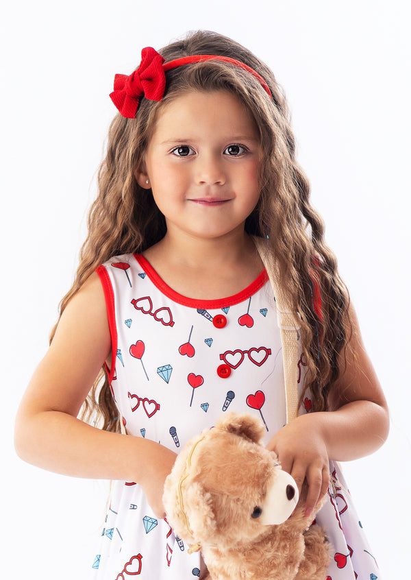 girls dress with matching hair bowl