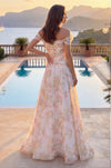 Back view - Off‑Shoulder Floral Chiffon Gown – Elegant A‑Line Dress