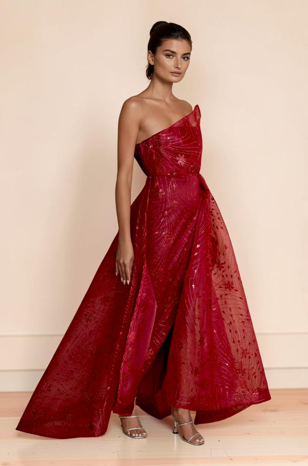 One‑Shoulder Embroidered Gown – Elegant Formal A‑Line Dress
