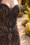 Strapless Beaded Mermaid Gown – Art Deco Formal Dress