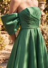 Green Off‑Shoulder Couture Gown | Elegant A‑Line Dress
