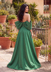 Green Off‑Shoulder Couture Gown | Elegant A‑Line Dress