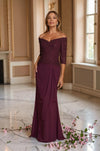 Burgundy Lace Mother of the Bride Dress | Elegant Formal Gown