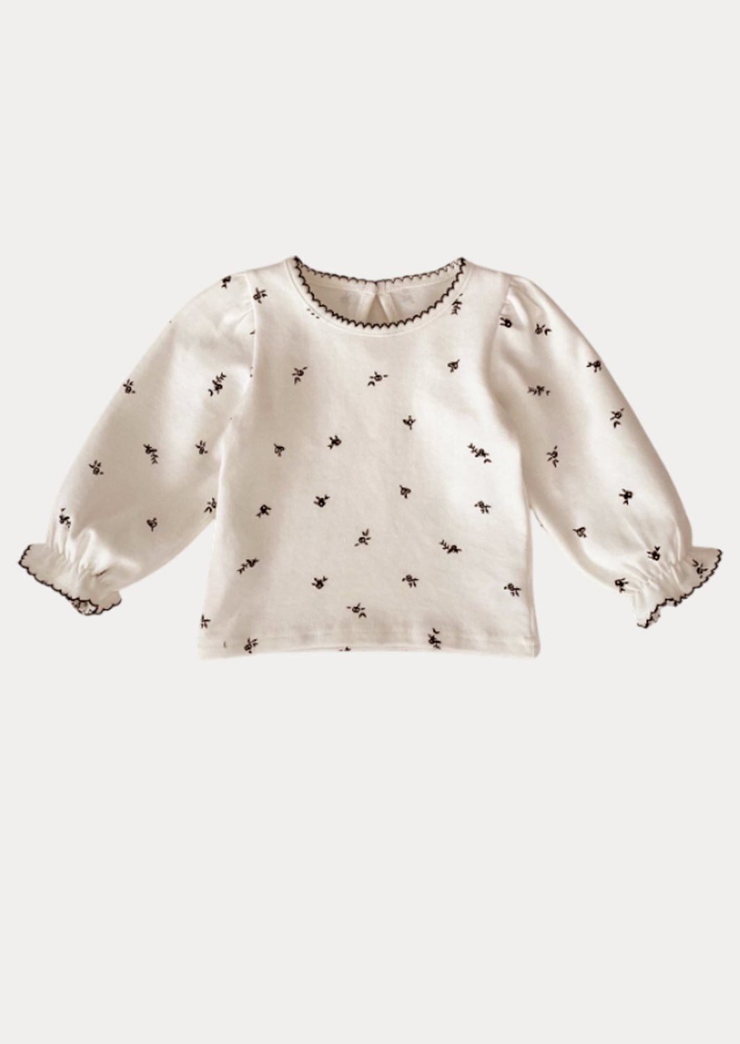 Long Sleeve Top in Beige Print