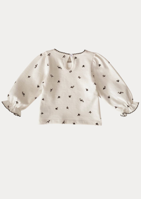 Long Sleeve Top in Beige Print