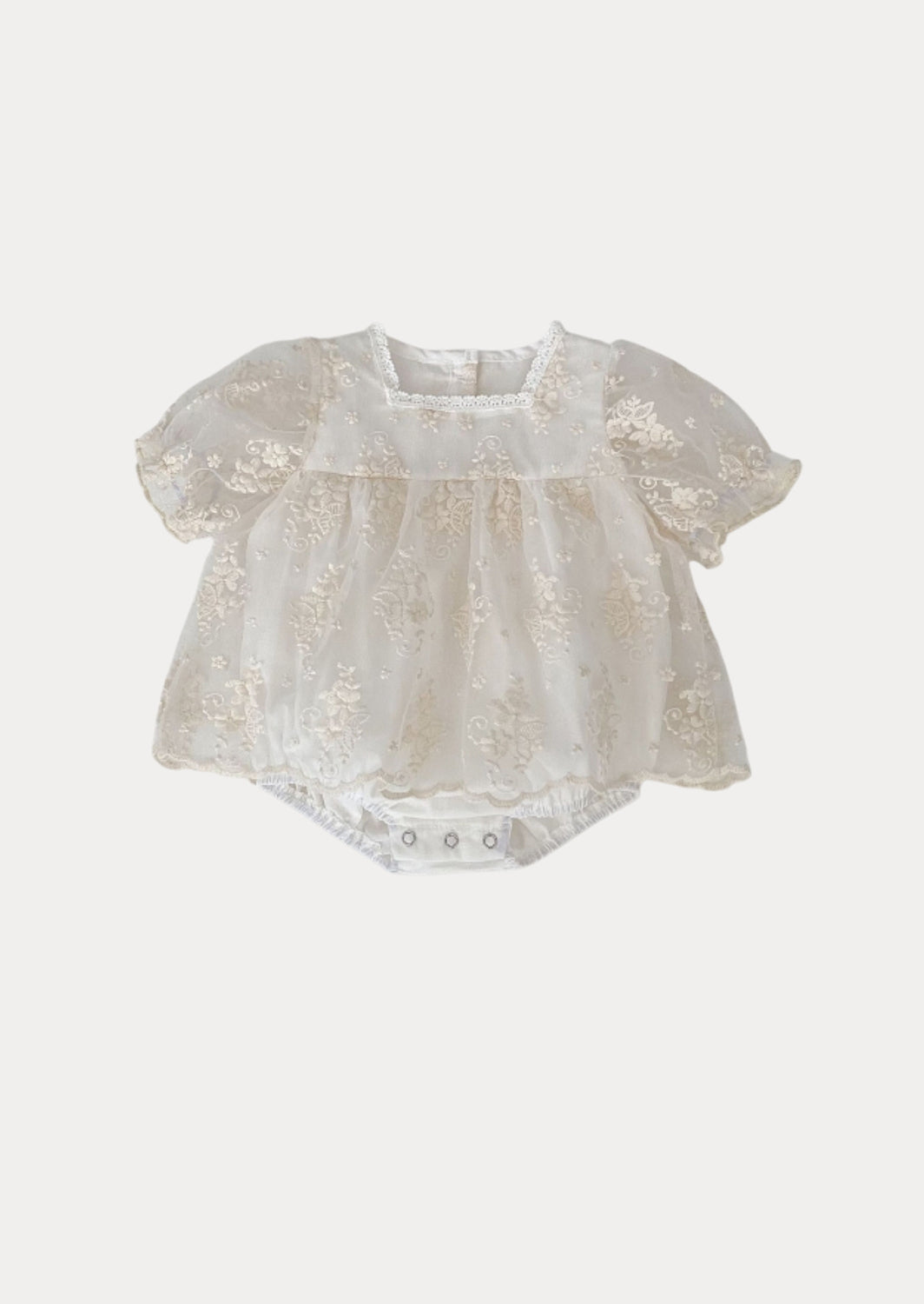 Fleurie Lace Romper in Beige