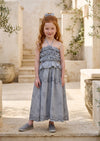 Girl's Sheared Bodice Embroidered Dress in Gray | Girls Fall Dresses