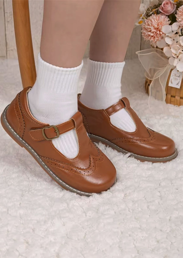 Maple Lane Girls Mary Janes in Brown | Girls Flats