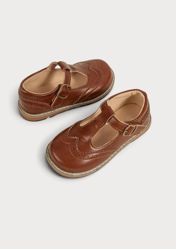 Maple Lane Girls Mary Janes in Brown | Girls Flats