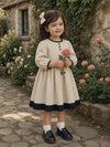 Marla Natural Linen Dress with Black Trim | Girls Fall Clothing