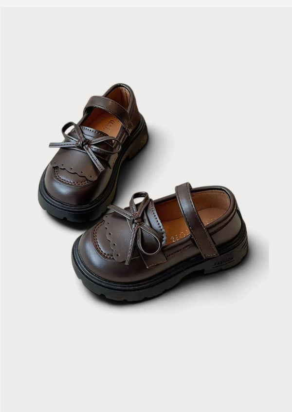 Little Heirloom Girls Mary Jane Loafers in Brown | Girls Flats