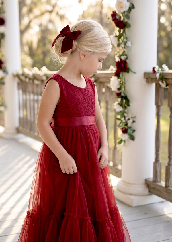 Wine Red, Deep Red Flower Girl Dress