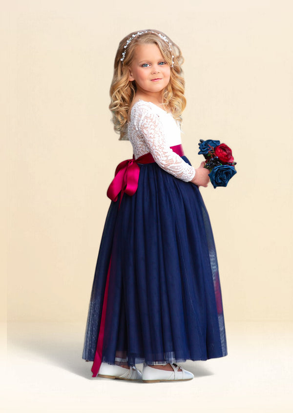 Navy blue flower girl dresses for toddler girls for weddings